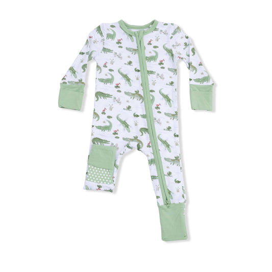 Crayon Alligators - 2 Way Zipper Romper Angel Dear Lil Tulips