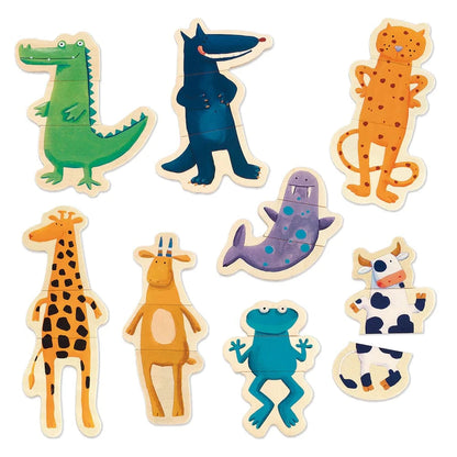 Crazy Animal Mix & Match Wooden Magnets Djeco Lil Tulips