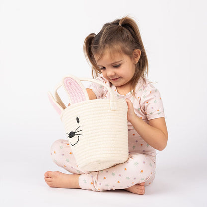 Cream Bunny Rope Easter Basket Emerson and Friends Baskets Lil Tulips