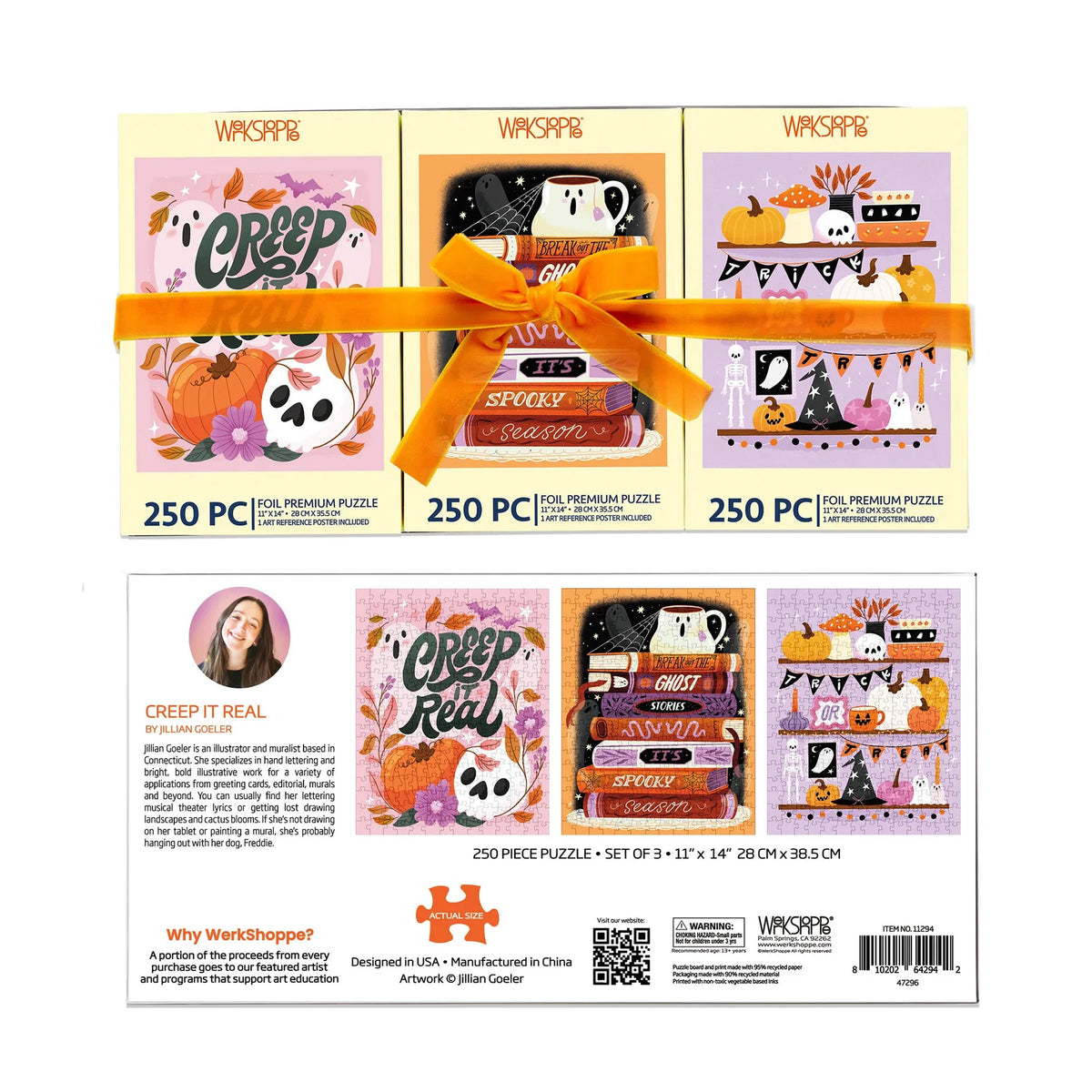 Creep It Real 250 Piece Puzzle Set of 3 Halloween Gift WerkShoppe Lil Tulips