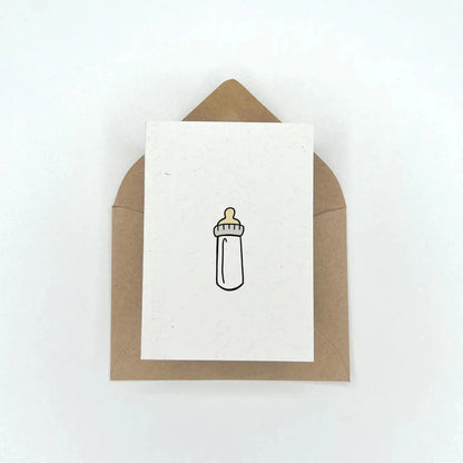 Cute Baby Bottle - Baby Shower Gift Enclosure Card Lemon Doodle Lil Tulips