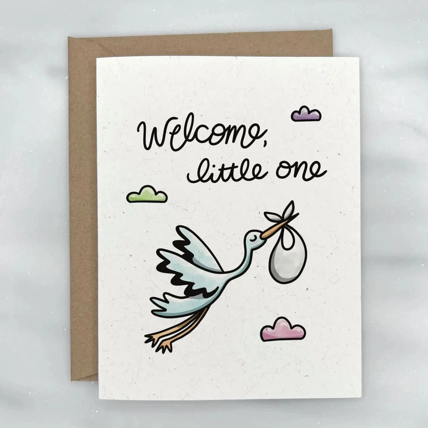 Cute Stork - Baby Shower Card For New Baby Lemon Doodle Lil Tulips