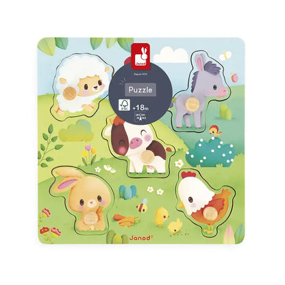 Farm Tactile Wooden Peg Puzzle