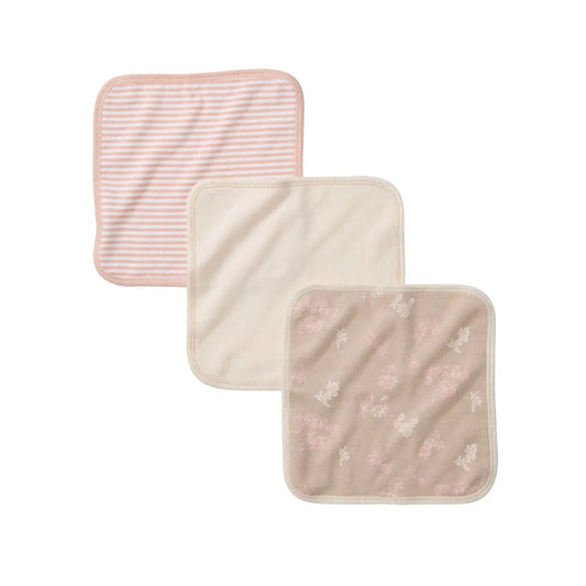 Whimsical Floral Knit Terry Washcloths - Set of 3 - Hummus