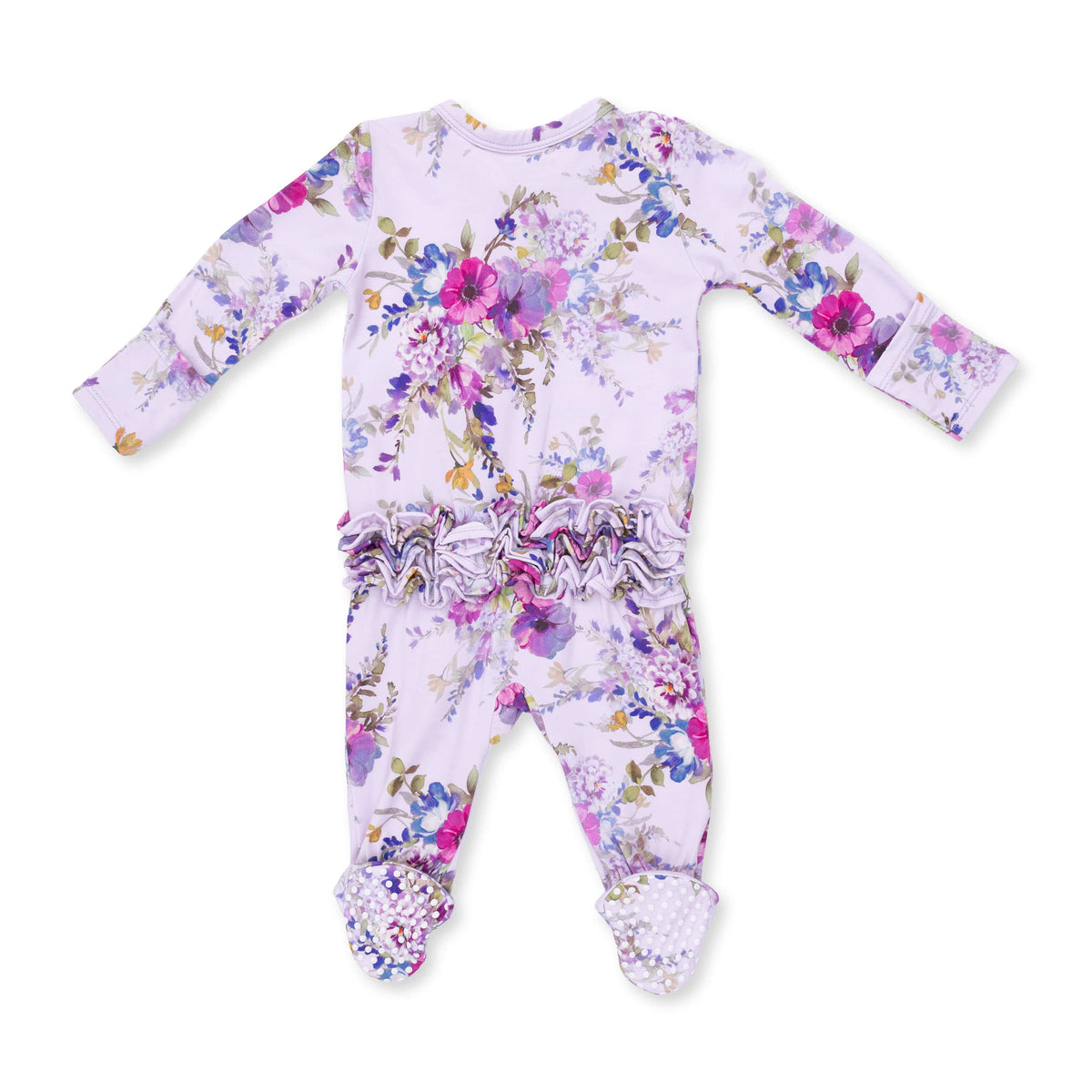 Dahlia Floral - 2 Way Ruffle Back Zipper Footie Angel Dear Lil Tulips