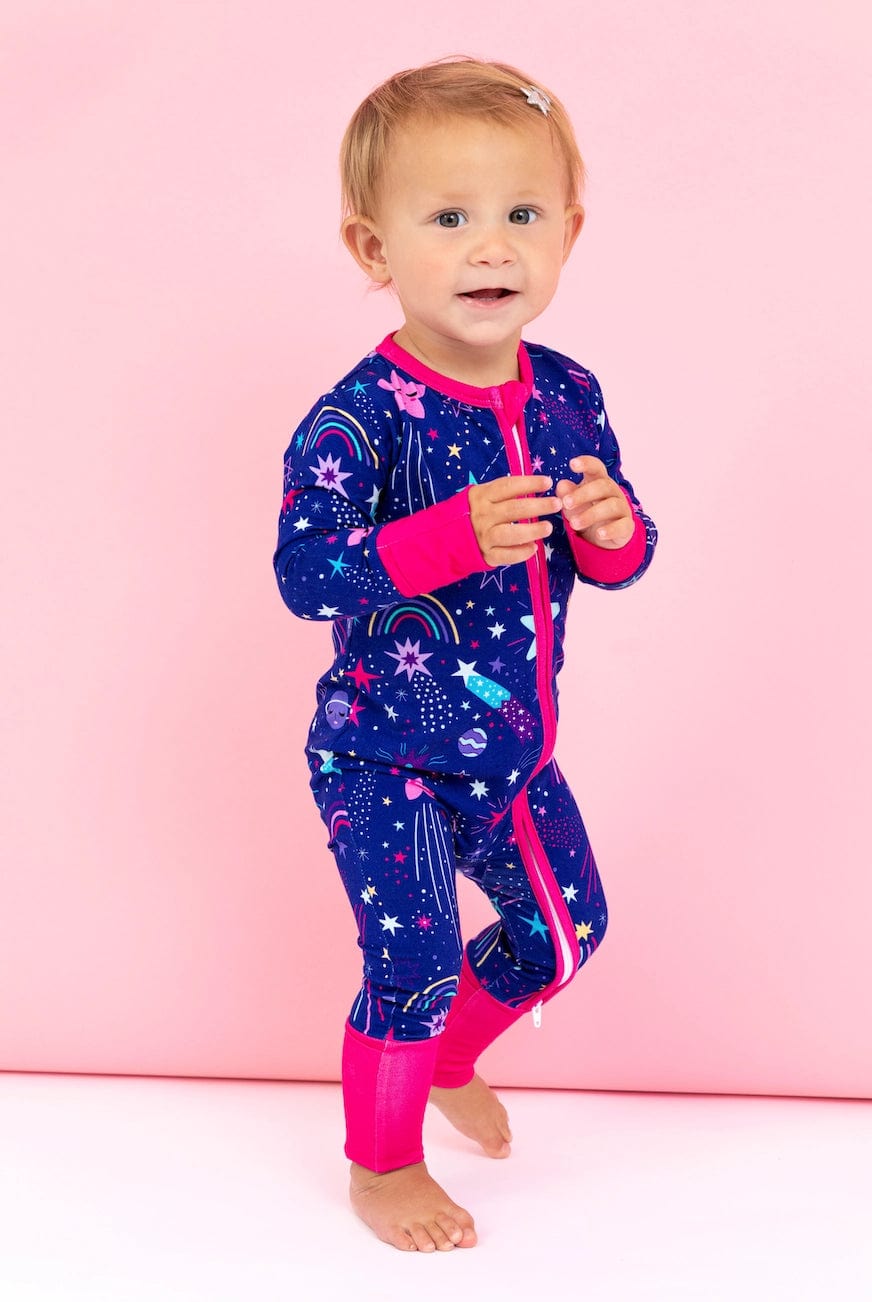 Deep Blue Galaxy Footless Zip Romper Bird & Bean Baby & Toddler Clothing Lil Tulips