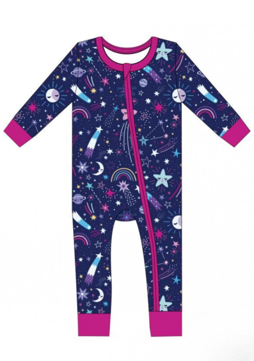 Deep Blue Galaxy Footless Zip Romper Bird & Bean Baby & Toddler Clothing Lil Tulips