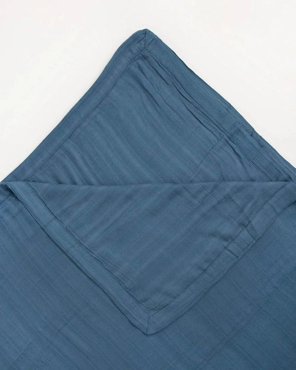 Deluxe Muslin Quilted Throw - Blue Dusk Little Unicorn Lil Tulips