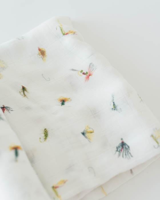 Deluxe Muslin Swaddle Blanket - Gone Fishing Little Unicorn Lil Tulips