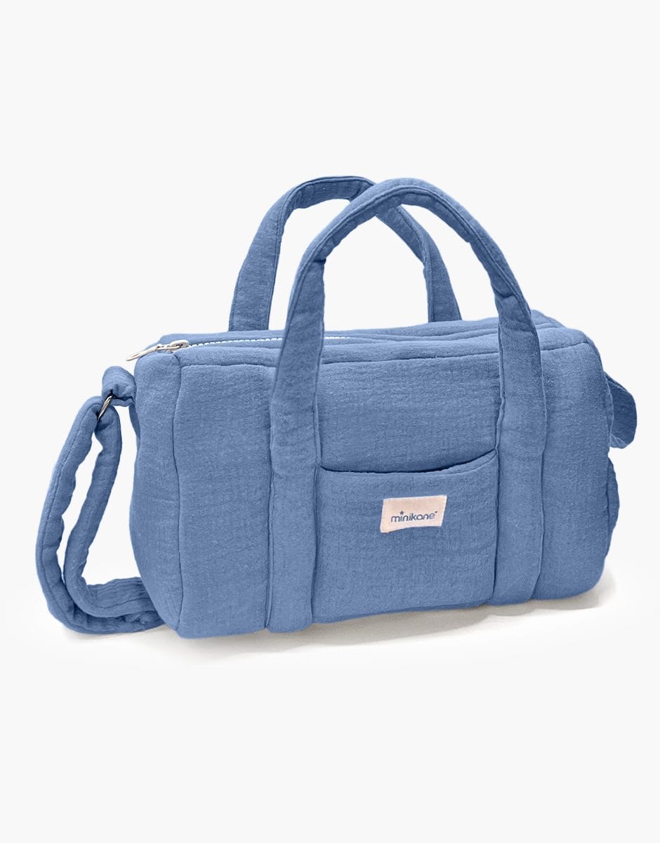 Denim Blue Cotton Gauze Doll Diaper Bag Minikane Lil Tulips
