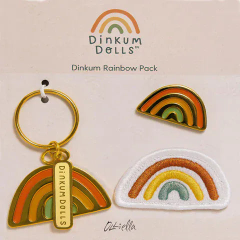 Dinkum Rainbow Keychain, Pin, Badge Set Olli Ella Lil Tulips