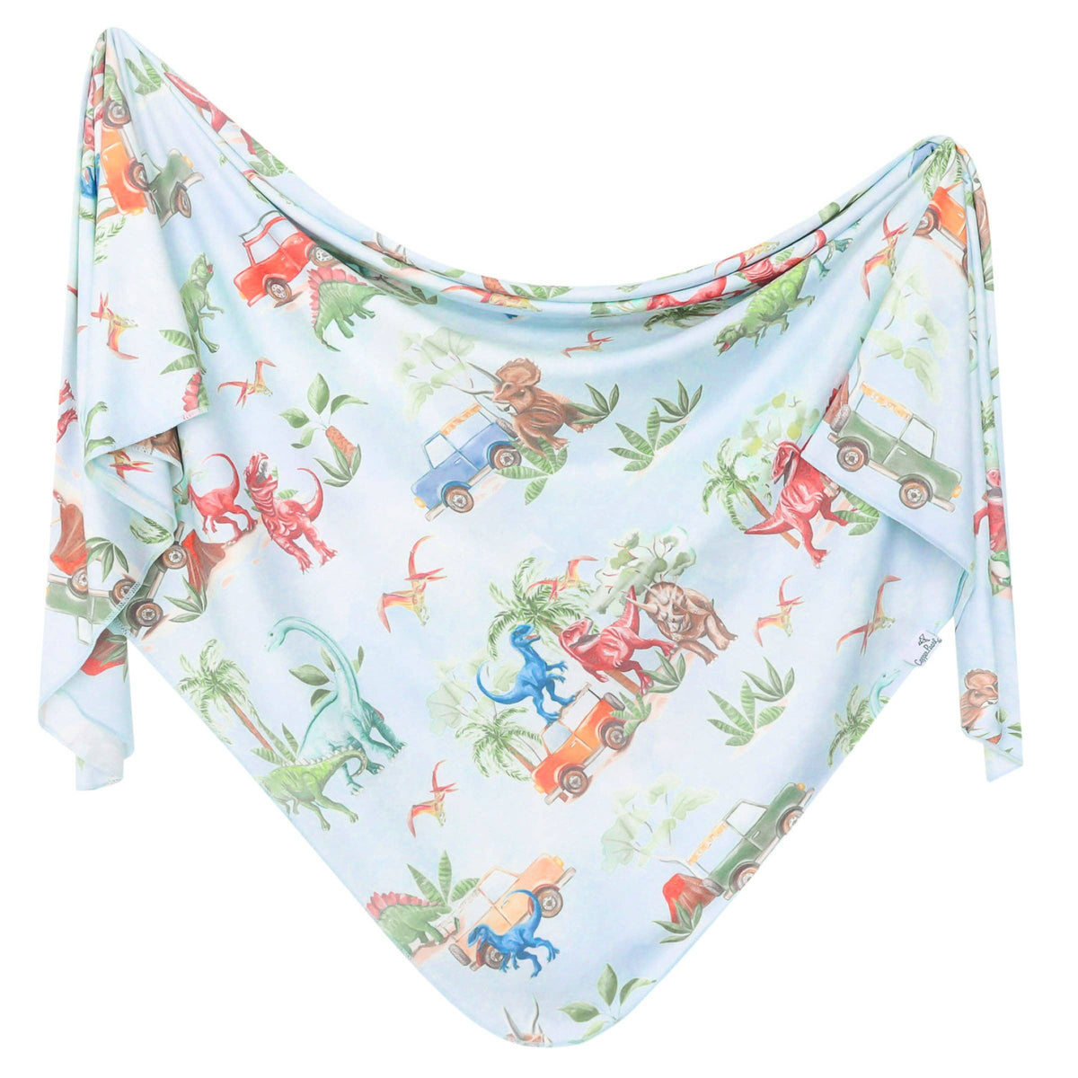 Dino Explorer Knit Swaddle Blanket Copper Pearl Lil Tulips