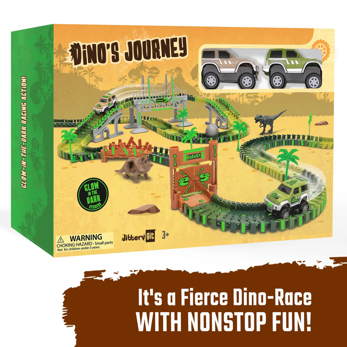 Dinosaur Race Car Track Set JitteryGit Lil Tulips