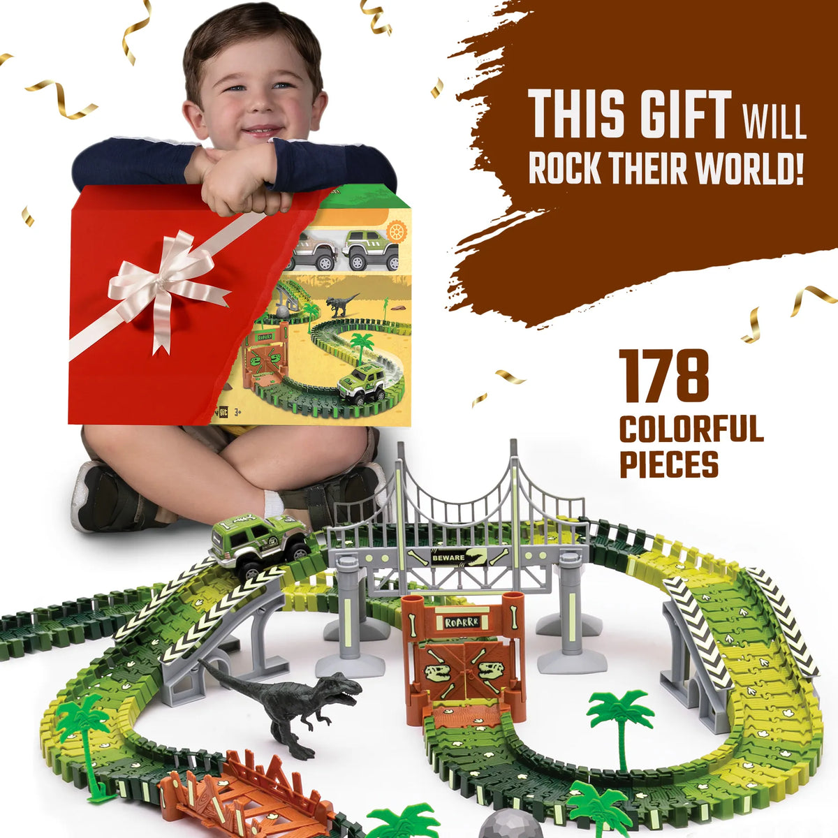 Dinosaur Race Car Track Set JitteryGit Lil Tulips