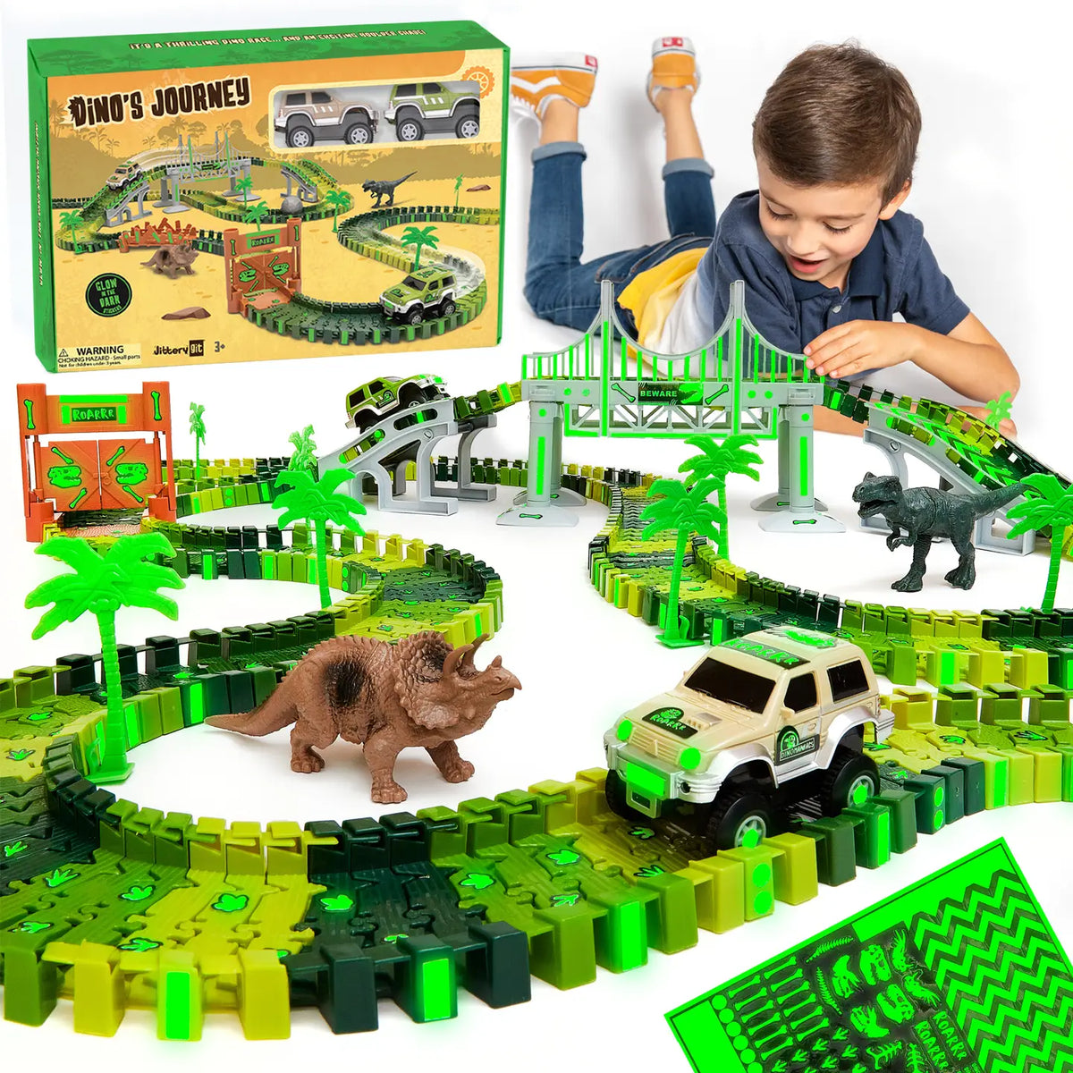 Dinosaur Race Car Track Set JitteryGit Lil Tulips