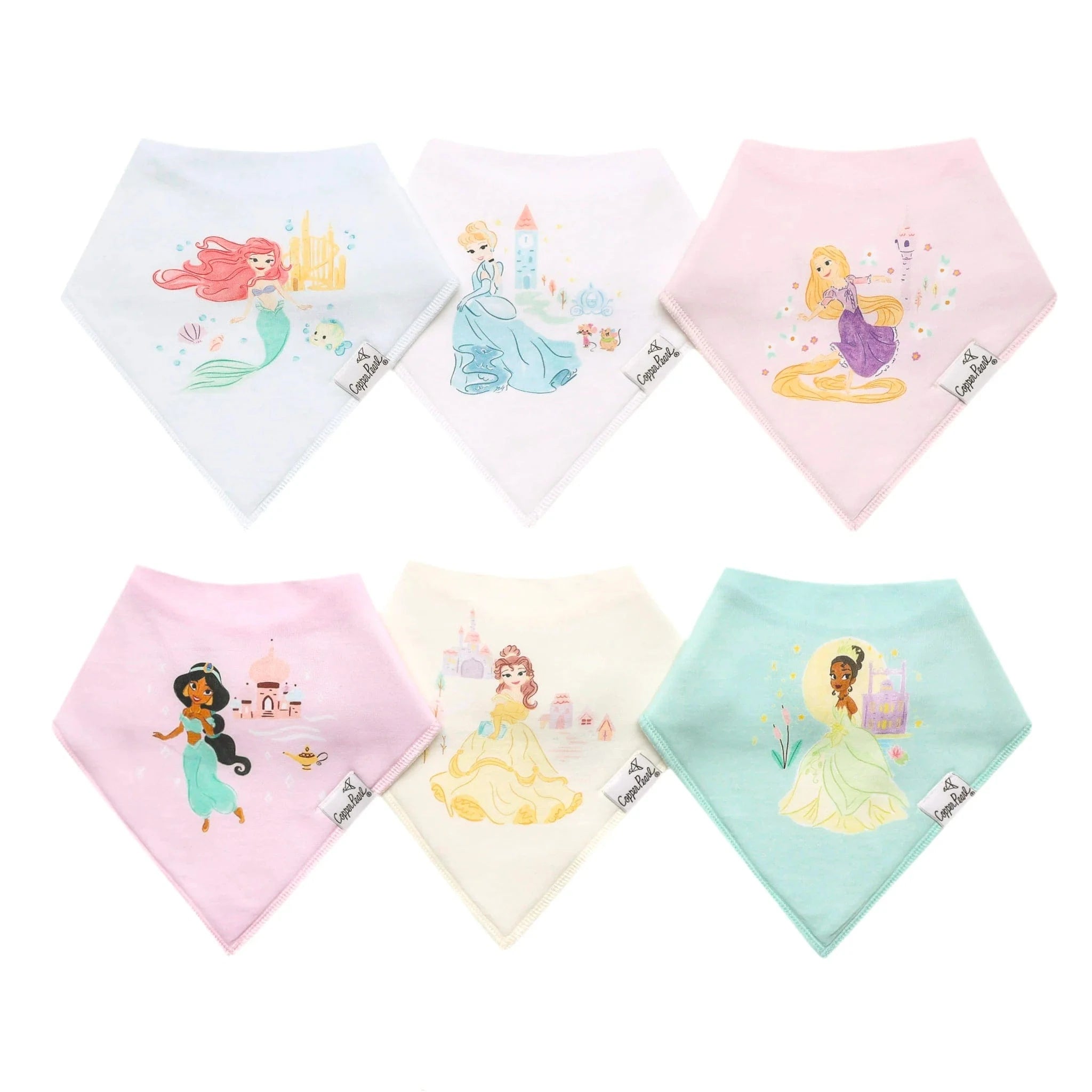 Disney Princess Bandana Bib Set (6-Pack) Copper Pearl Lil Tulips