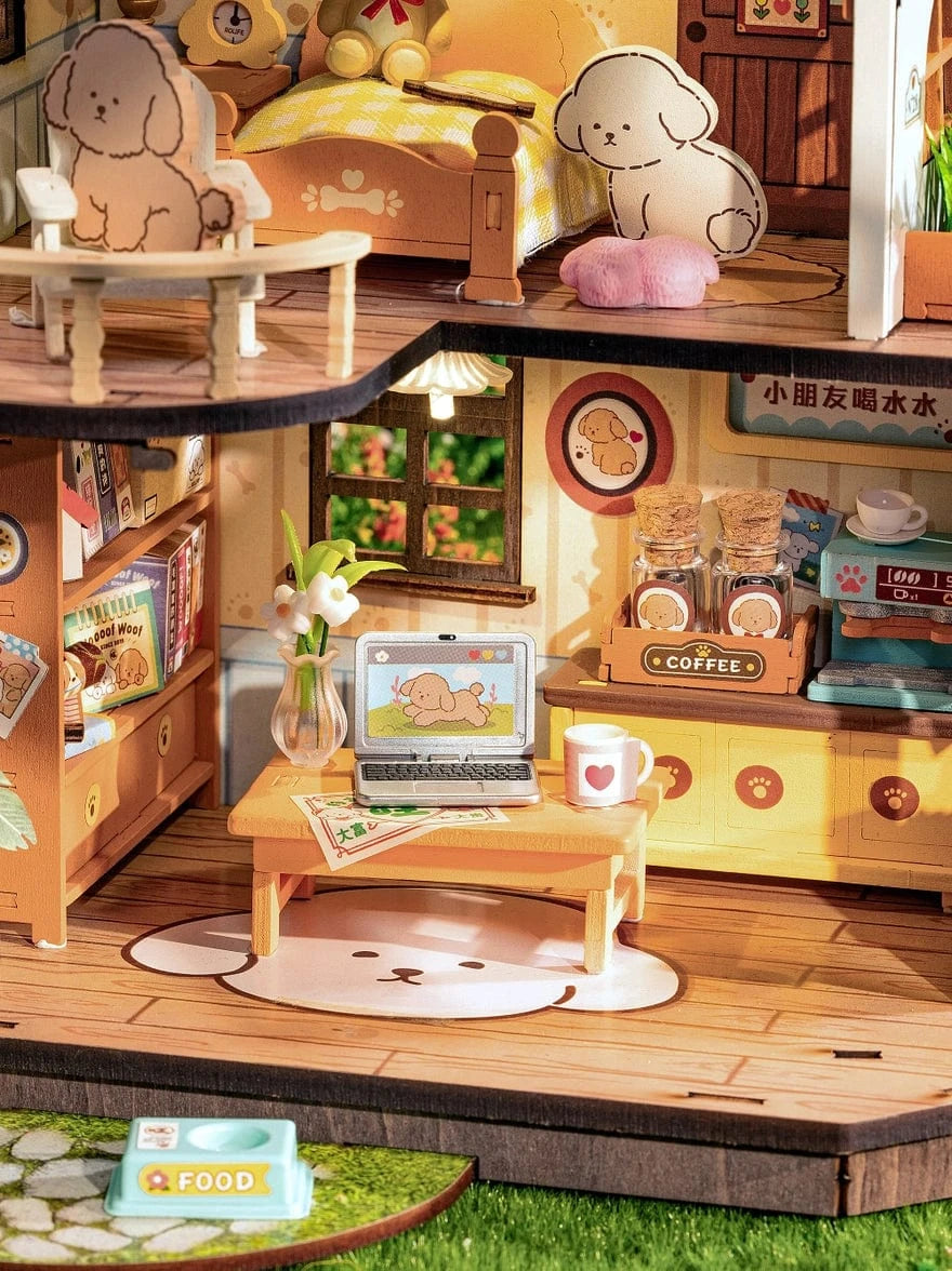 Diy Miniature House DG169 Kit: Puppy's Cozy Villa Hands Craft Lil Tulips