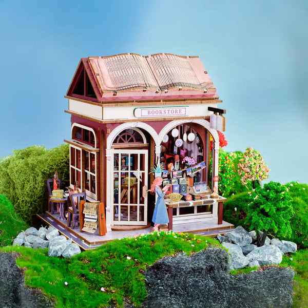 Diy Miniature House Kit: Bookstore Hands Craft Lil Tulips