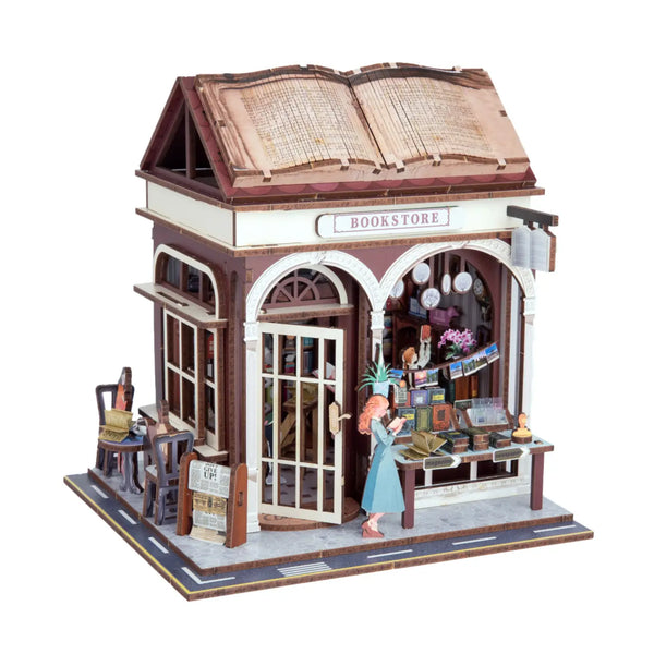Diy Miniature House Kit: Bookstore Hands Craft Lil Tulips