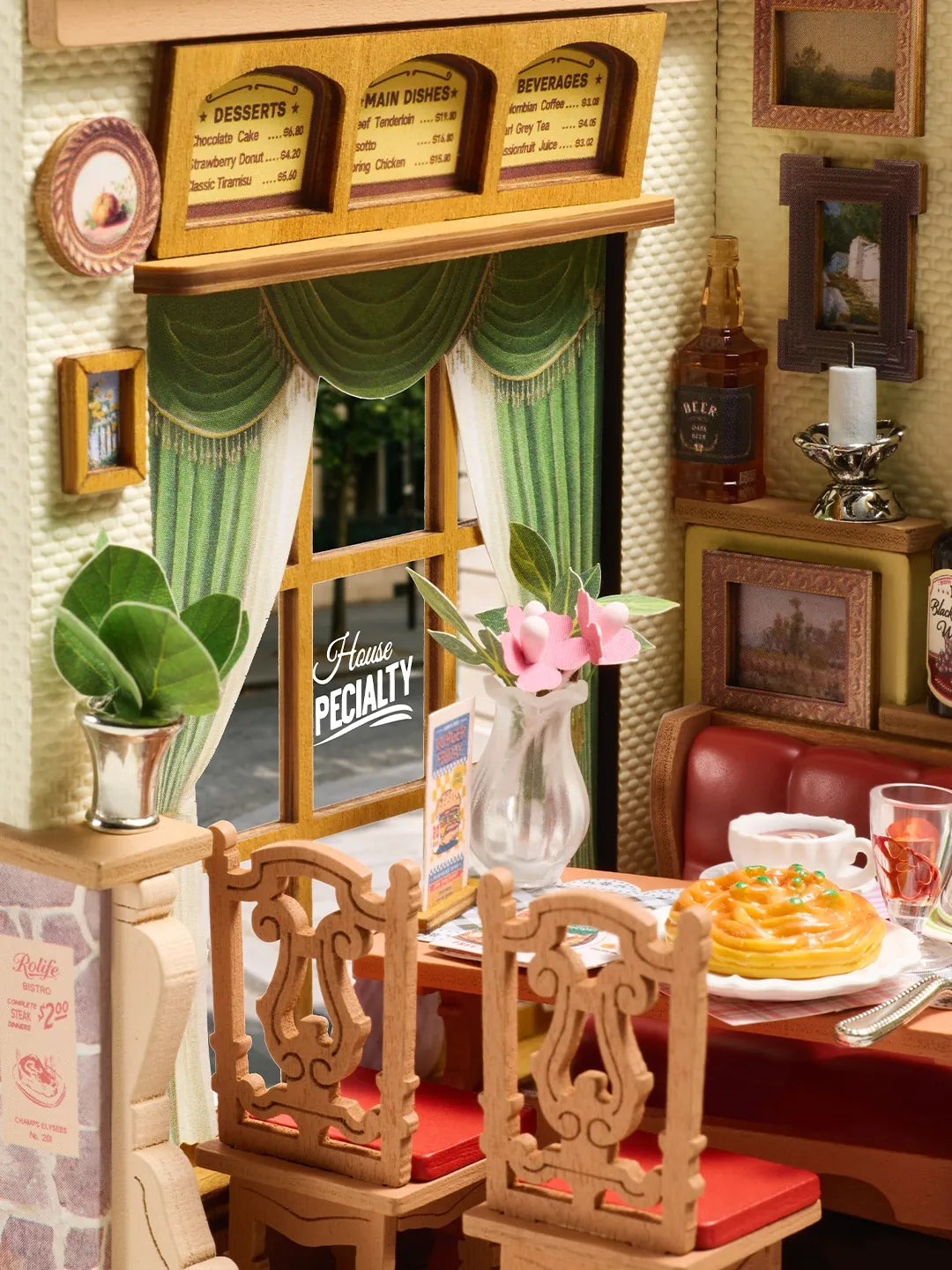 Diy Miniature House Kit: Champs-Élysées Bistro Hands Craft Lil Tulips