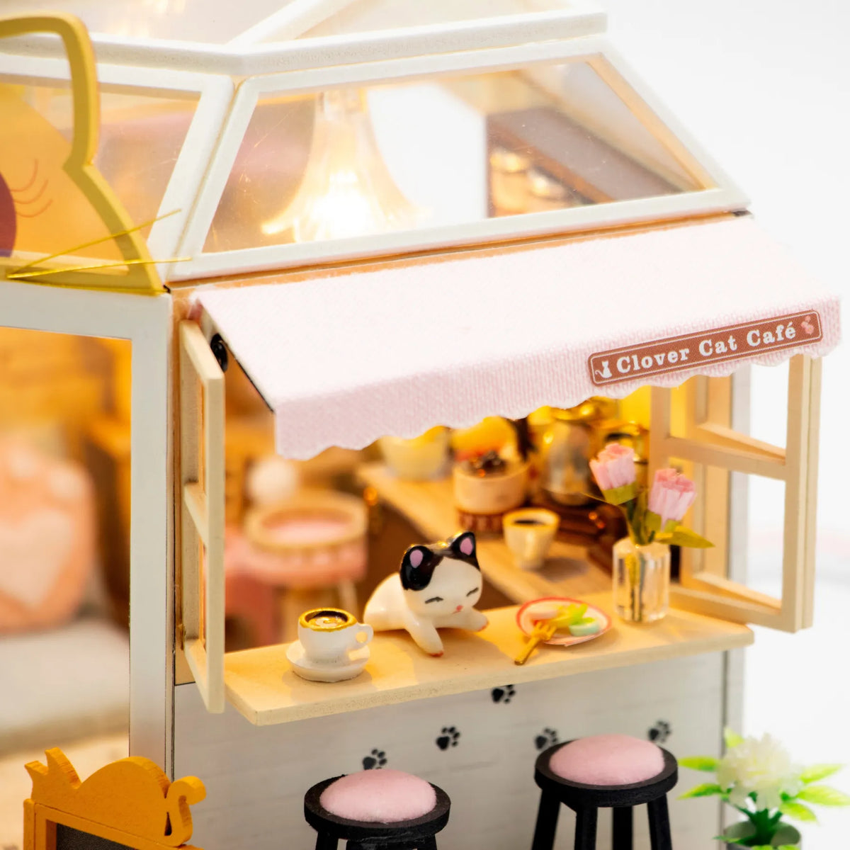 Diy Miniature House Kit: Clover Cat Café Hands Craft Lil Tulips