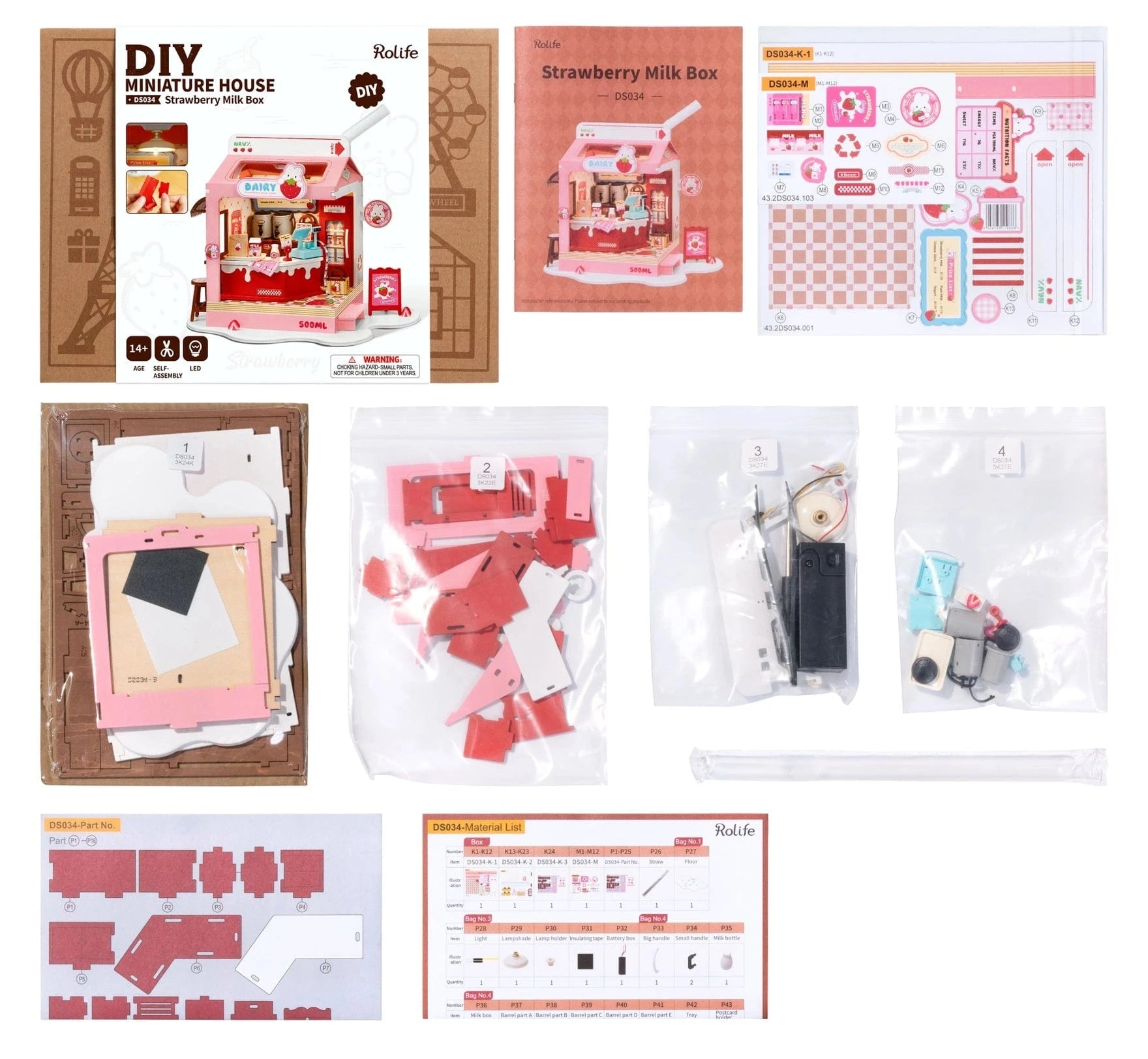 Diy Miniature House Kit: Strawberry Milk Box Rolife Lil Tulips