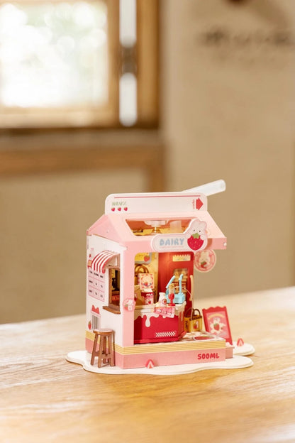 Diy Miniature House Kit: Strawberry Milk Box Rolife Lil Tulips
