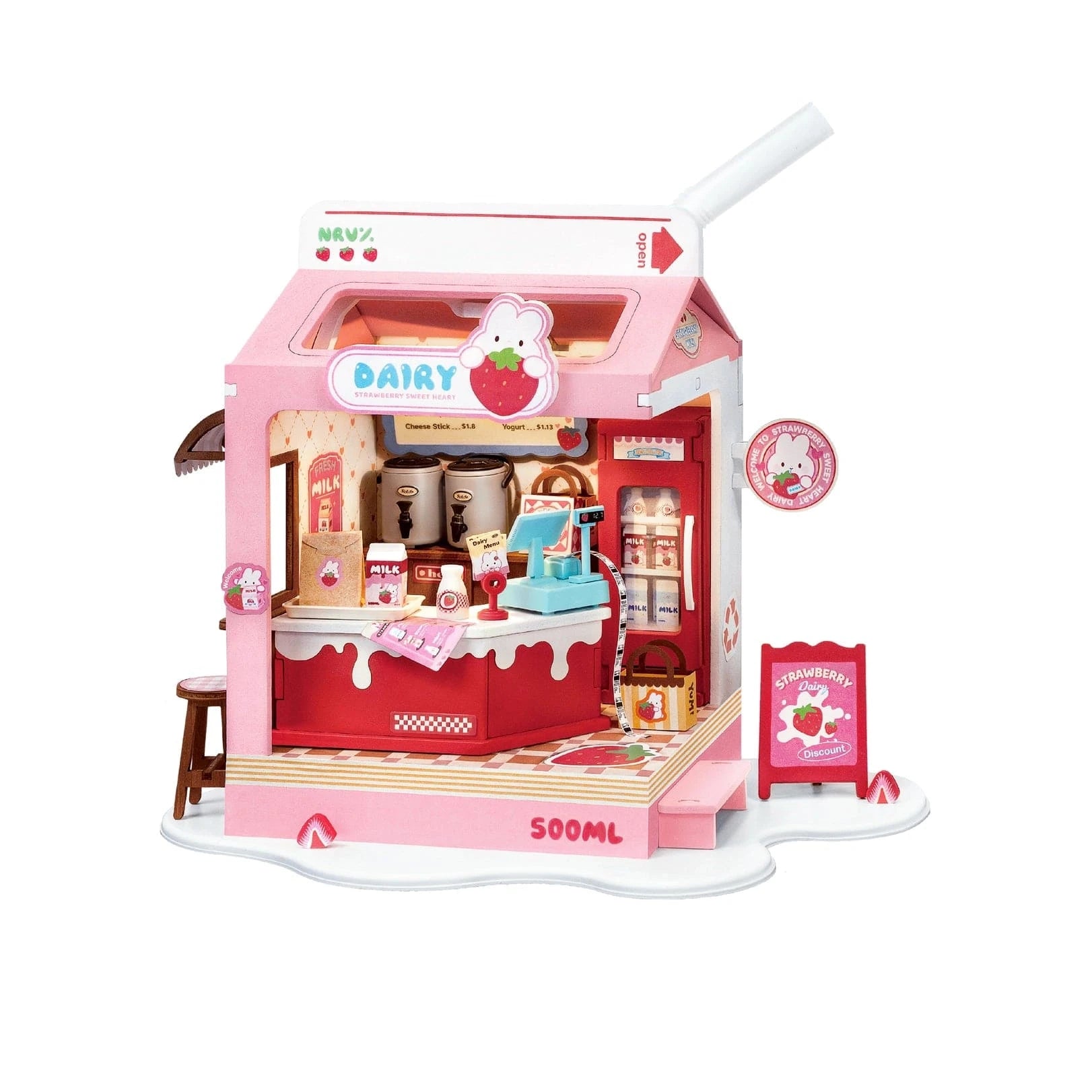 Diy Miniature House Kit: Strawberry Milk Box Rolife Lil Tulips