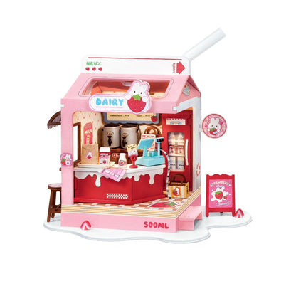 Diy Miniature House Kit: Strawberry Milk Box Rolife Lil Tulips