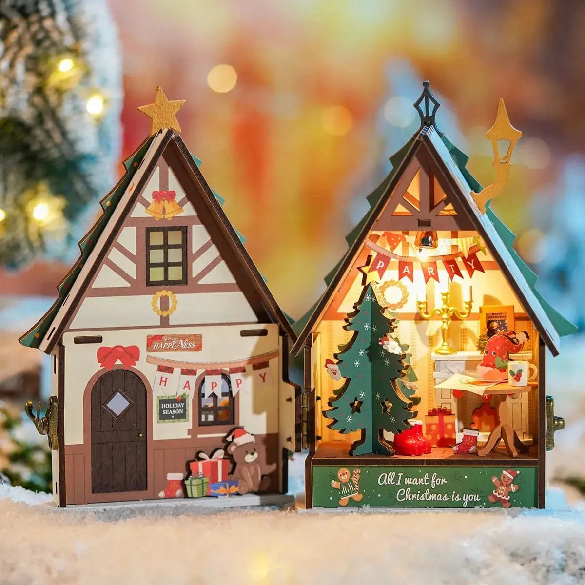 Diy Miniature House Kit: Twinkling Christmas House Hands Craft Lil Tulips