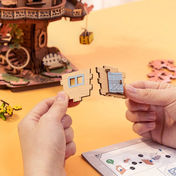 Diy Wooden Puzzle: Sakura Tree House Hands Craft Lil Tulips