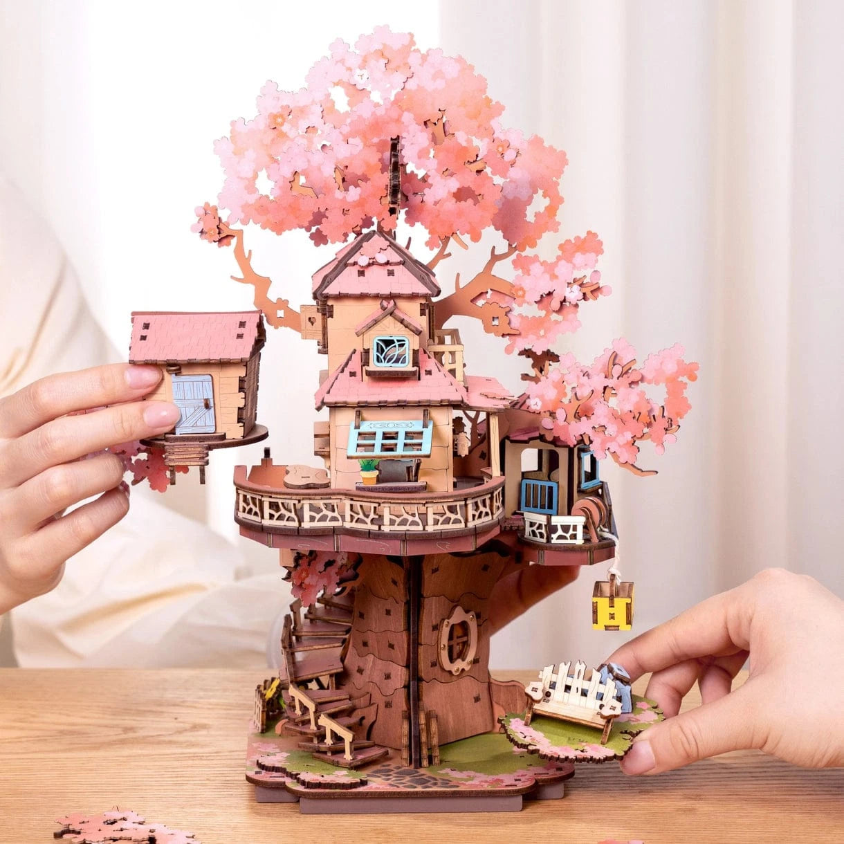 Diy Wooden Puzzle: Sakura Tree House Hands Craft Lil Tulips