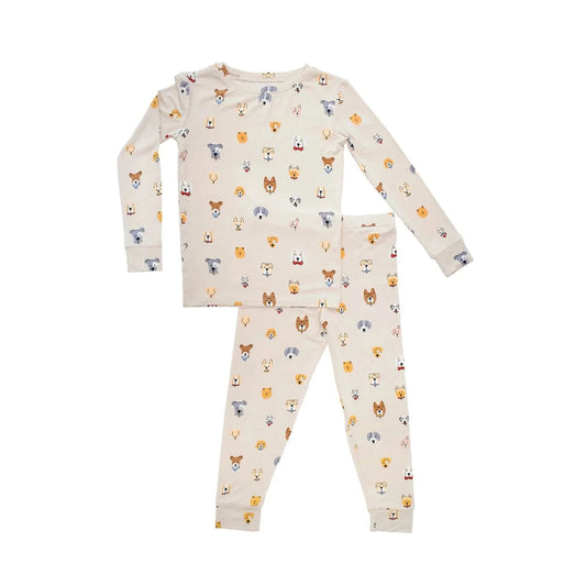 Dogs Cream Two-Piece Set Brave Little Ones Lil Tulips