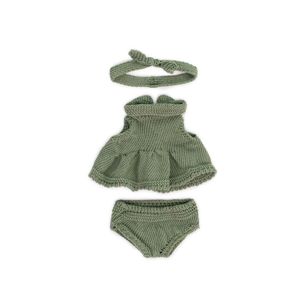 Doll Clothing 8 1/4" - Knitted Dress & Headband Miniland Lil Tulips