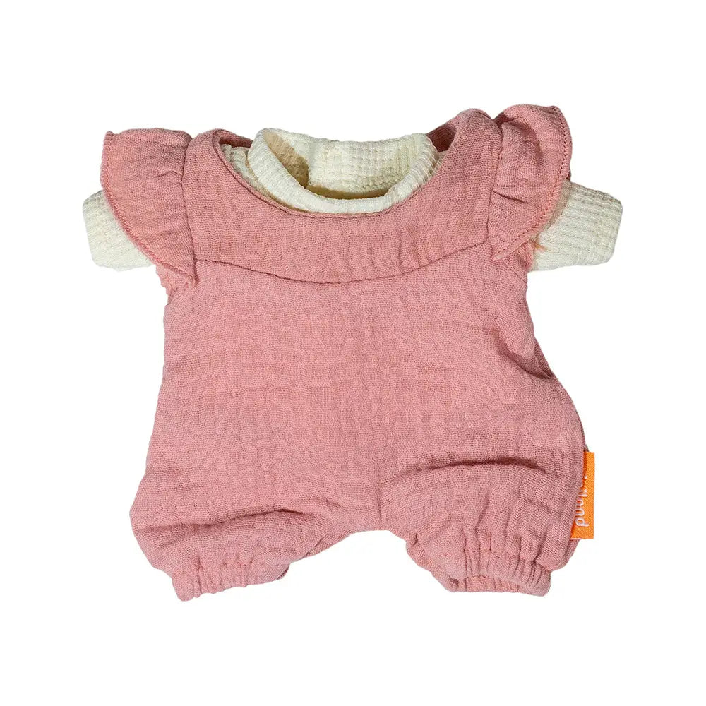 Doll Clothing 8 1/4" - Pink Overalls & T-Shirt Miniland Lil Tulips