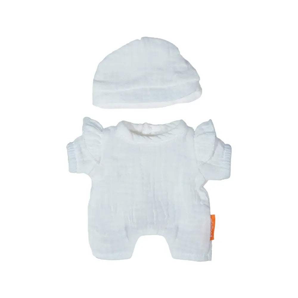 Doll Clothing 8 1/4" - White Pajamas & Hat Miniland Lil Tulips
