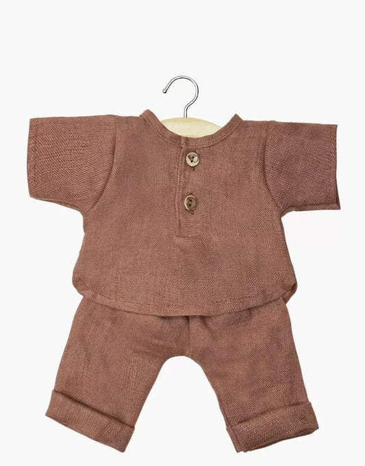 Doll Clothing Andrea long-sleeved set in bark linen Minikane Dolls Lil Tulips