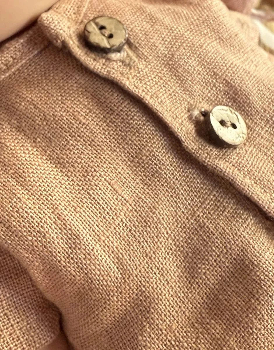 Doll Clothing – Andrea short set in hazelnut washed linen Minikane Dolls Lil Tulips