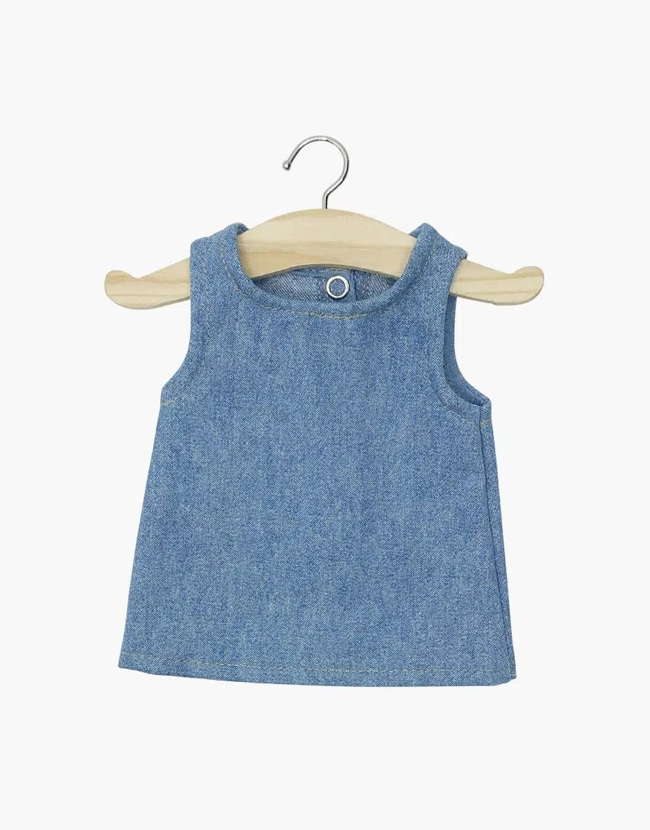 Doll Clothing –    Andrée sleeveless dress in light blue denim Minikane Dolls Lil Tulips