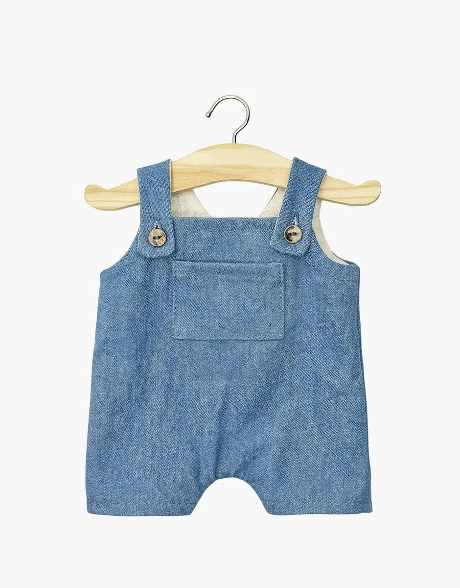 Doll Clothing –Antonin dungarees with buttons in light blue denim Minikane Dolls Lil Tulips