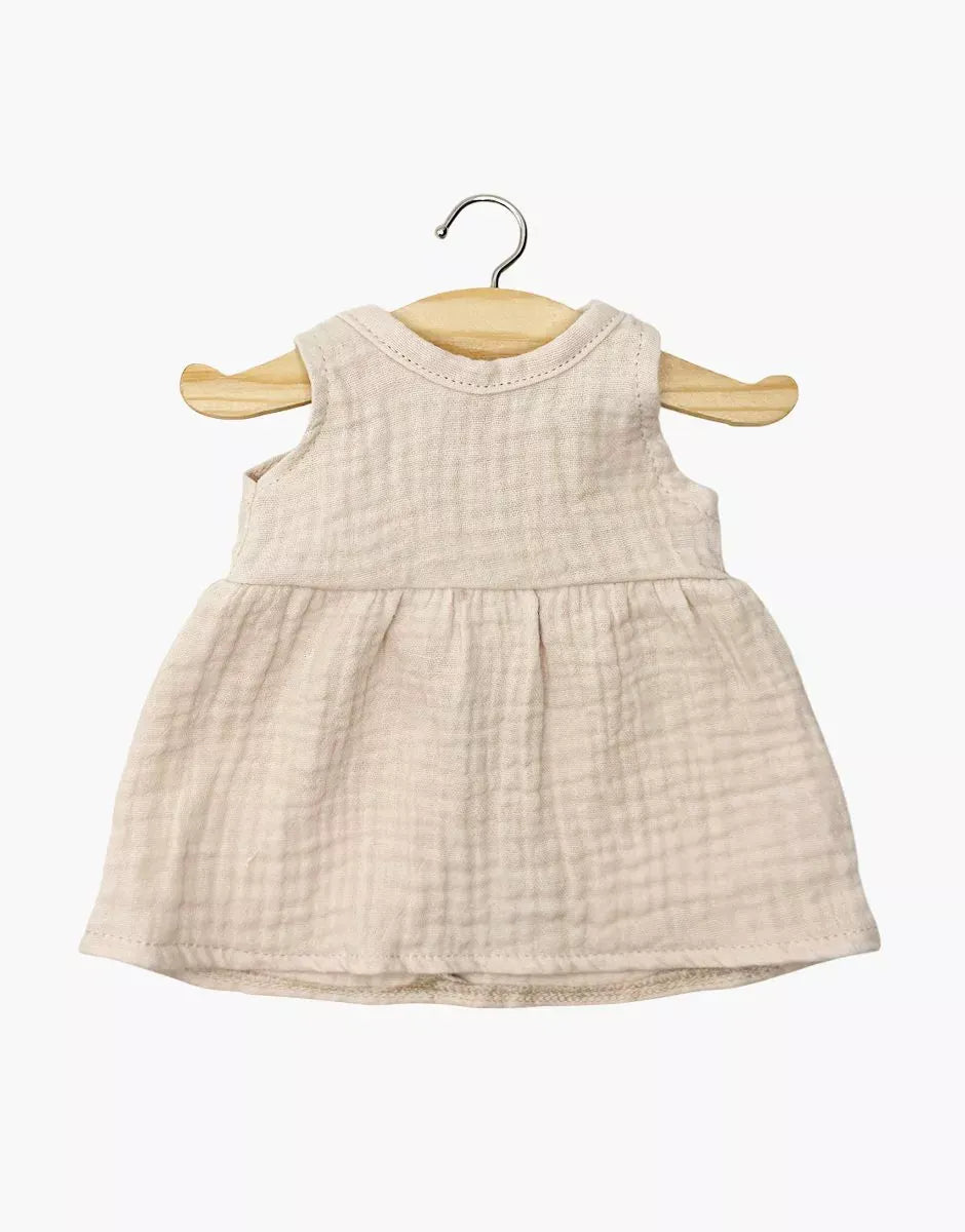 Doll Clothing Faustine sleeveless cotton dress Taupe Minikane Lil Tulips