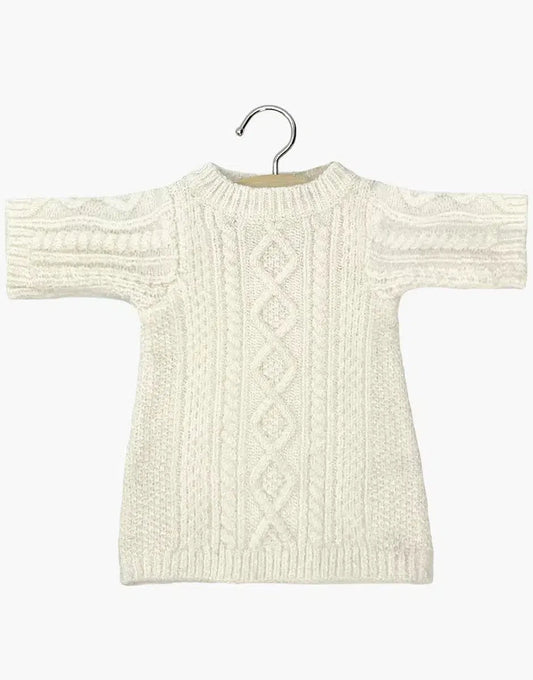 Doll Clothing: Gaby dress in ecru cable knit Minikane Dolls Lil Tulips