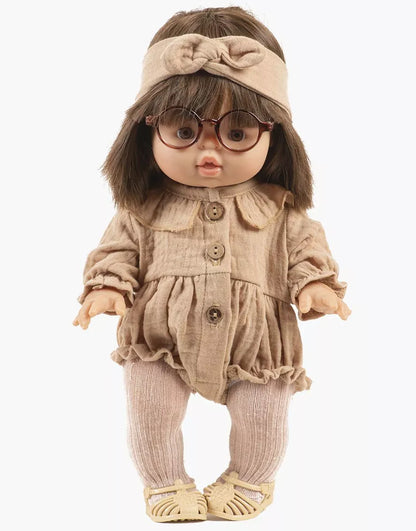 Doll Clothing Léonore long-sleeved romper in latte cotton gauze Minikane Lil Tulips