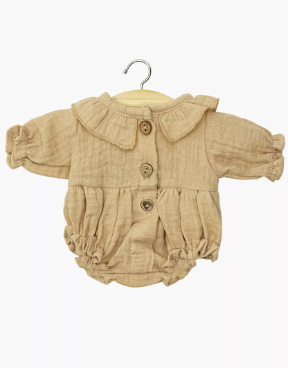 Doll Clothing Léonore long-sleeved romper in latte cotton gauze Minikane Lil Tulips