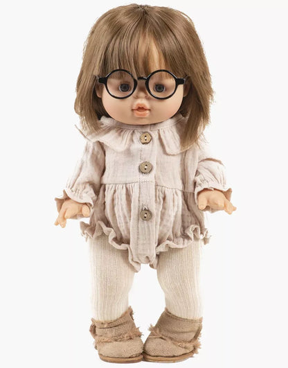 Doll Clothing Léonore long-sleeved romper in mastic cotton gauze Minikane Lil Tulips