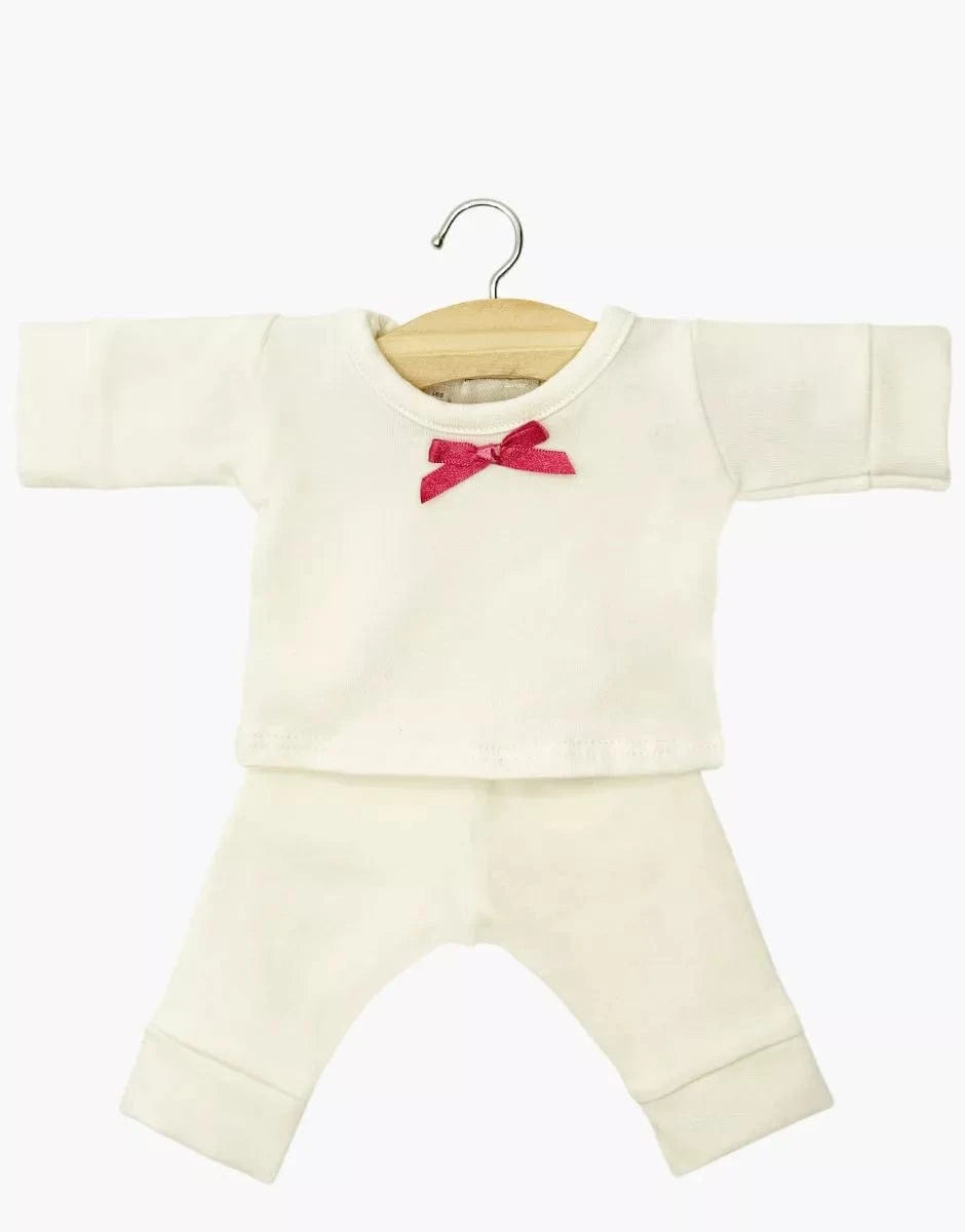 Doll Clothing - Morgan Bow long-sleeved pajamas in ecru jersey Minikane Lil Tulips