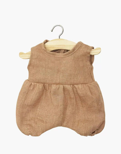 Doll Clothing: Noa romper in hazelnut washed linen Minikane Dolls Lil Tulips