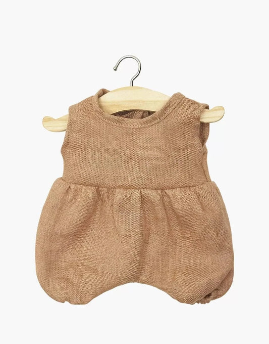 Doll Clothing: Noa romper in hazelnut washed linen Minikane Dolls Lil Tulips