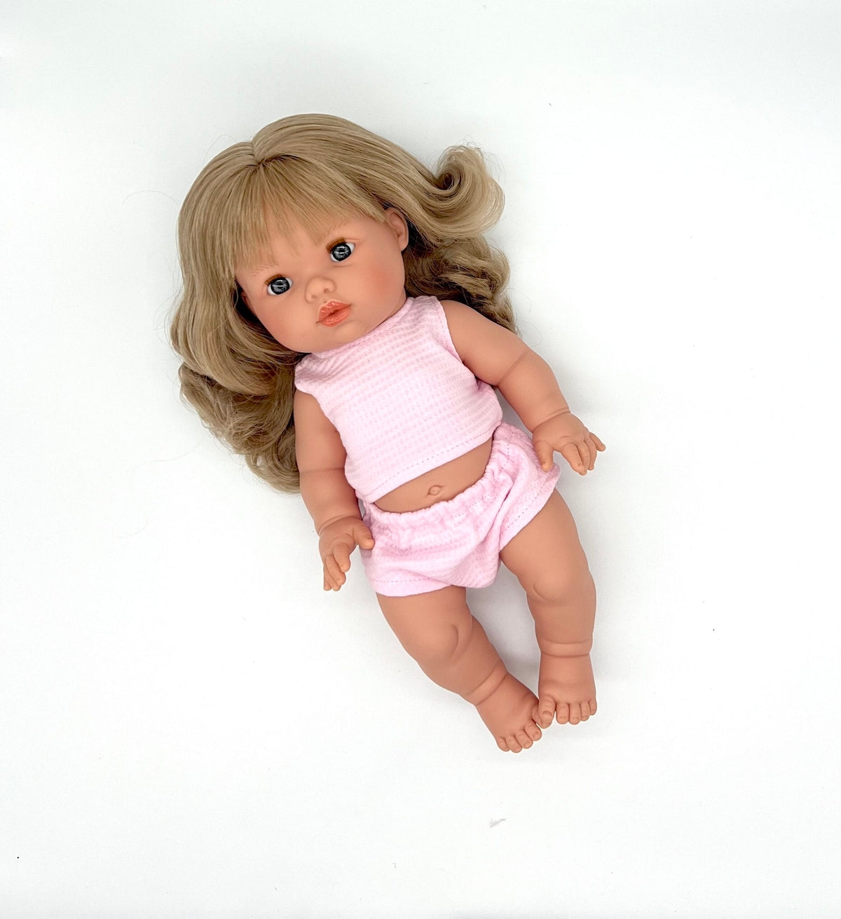 Doll Clothing - Pink Waffle Knit Doll Underwear Set Mini Colettos Lil Tulips