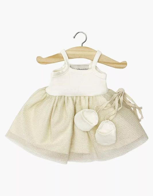 Doll Clothing Rosella milk gold tutu and lace-up dance shoes Minikane Lil Tulips